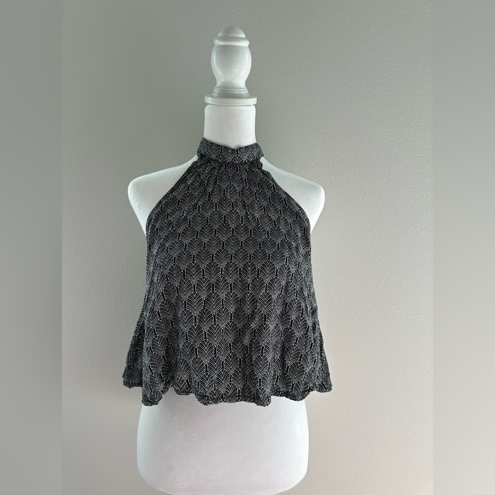 Elegant Black and White Halter Blouse size small